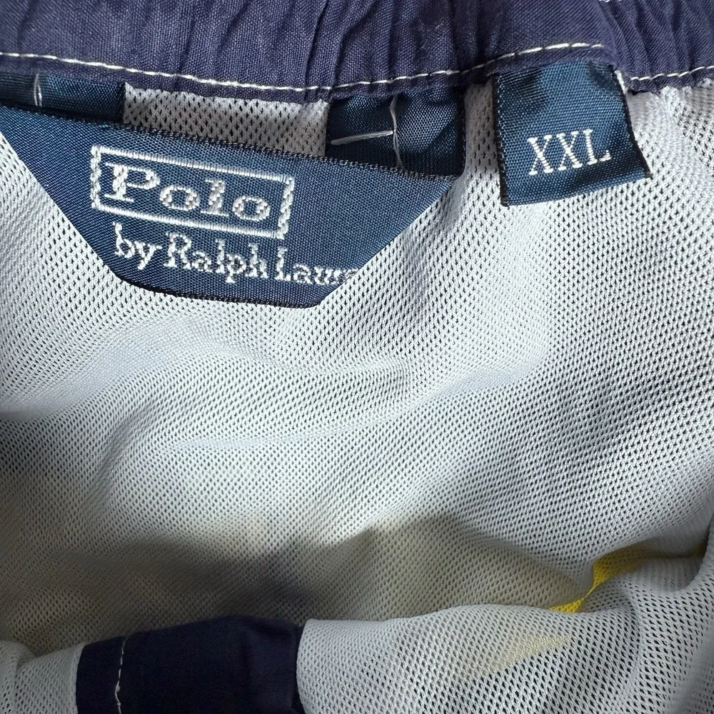 Polo‎ Ralph Lauren Swim Trunks Men's XXL Blue Colorblock Crest Big Pony Pockets
